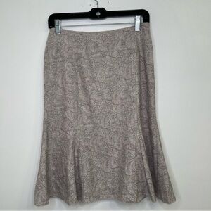 White House Black Market Wool Viscose Paisley Print A Line Skirt in Beige Size 0